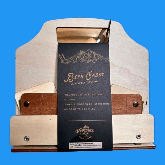New Adventure is Out There Beer Caddy w/Bottle Opener - Light Brown - Picture 4 of 4
